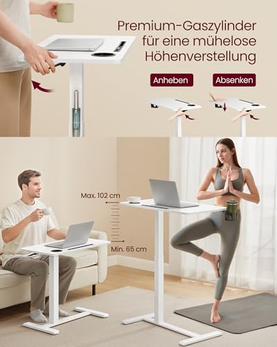 VASAGLE Beistelltisch mit Rollen, mobiler Stehtisch, 70 x 40 cm