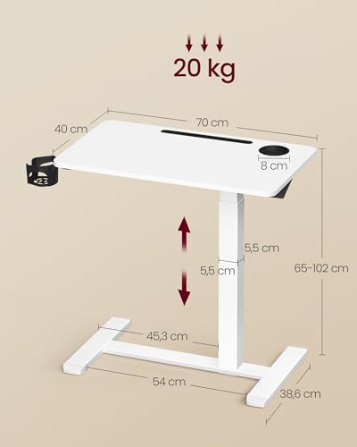 VASAGLE Beistelltisch mit Rollen, mobiler Stehtisch, 70 x 40 cm