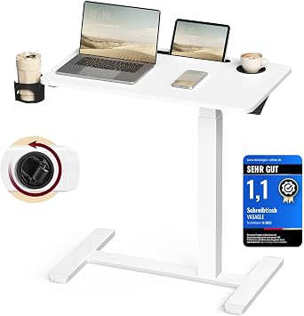 VASAGLE Beistelltisch mit Rollen, mobiler Stehtisch, 70 x 40 cm