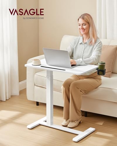 VASAGLE Beistelltisch mit Rollen, mobiler Stehtisch, 70 x 40 cm