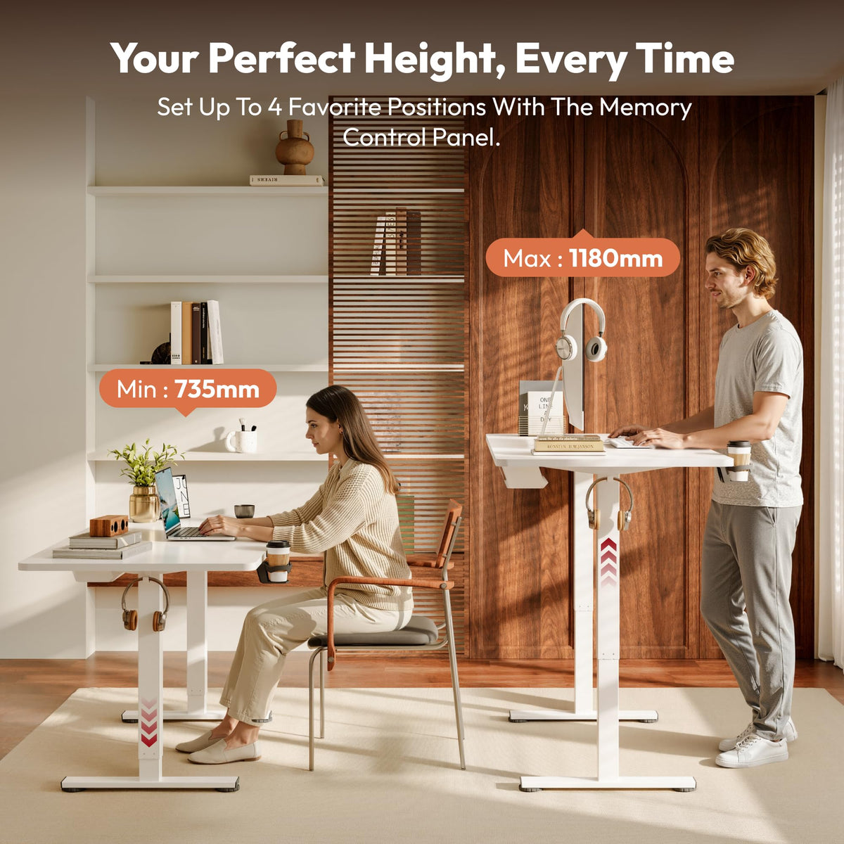 SANODESK Höhenverstellbarer Schreibtisch elektrisch 110x54 cm