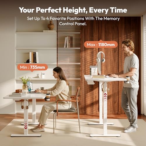 SANODESK Höhenverstellbarer Schreibtisch elektrisch 110x54 cm