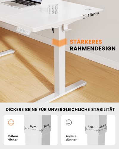 ErGear Höhenverstellbarer Schreibtisch 160x80cm, 100kg Tragkraft