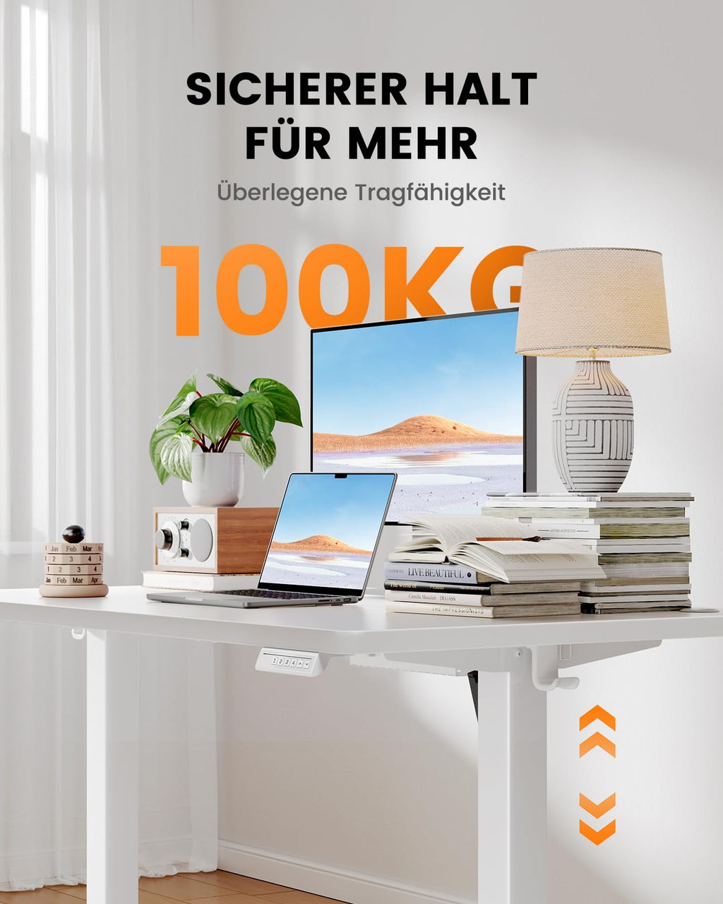 ErGear Höhenverstellbarer Schreibtisch 160x80cm, 100kg Tragkraft