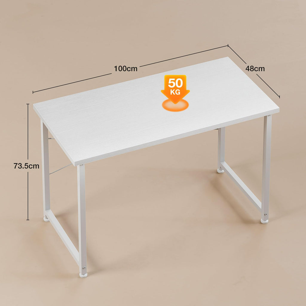 ODK Kleiner Schreibtisch, 100 × 48 cm, Computertisch, Bürotisch, Weiß
