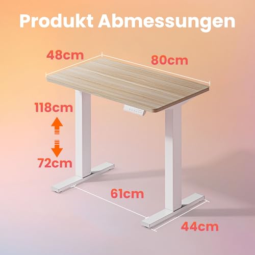 HUANUO höhenverstellbarer Schreibtisch 80x48cm mit 4 Memory-Steuerung
