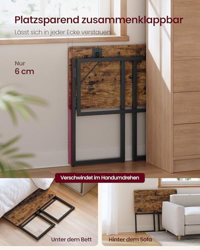 VASAGLE Klapptisch, Tischplatte aus einem Stück, 80 x 40 cm