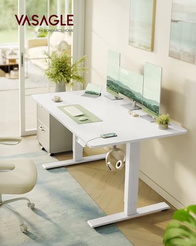 VASAGLE Höhenverstellbarer Schreibtisch, 140 x 80 cm, USB-C-Anschluss