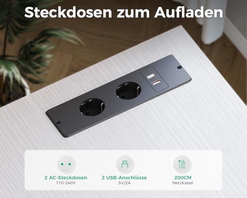 Coleshome Eckschreibtisch mit 6 Stoff Schubladen, 140×80 cm, Weiß