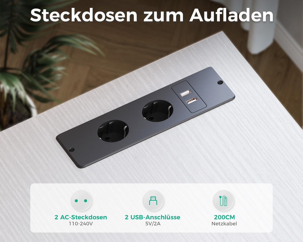 Coleshome Eckschreibtisch mit 6 Stoff Schubladen, 140×80 cm, Weiß