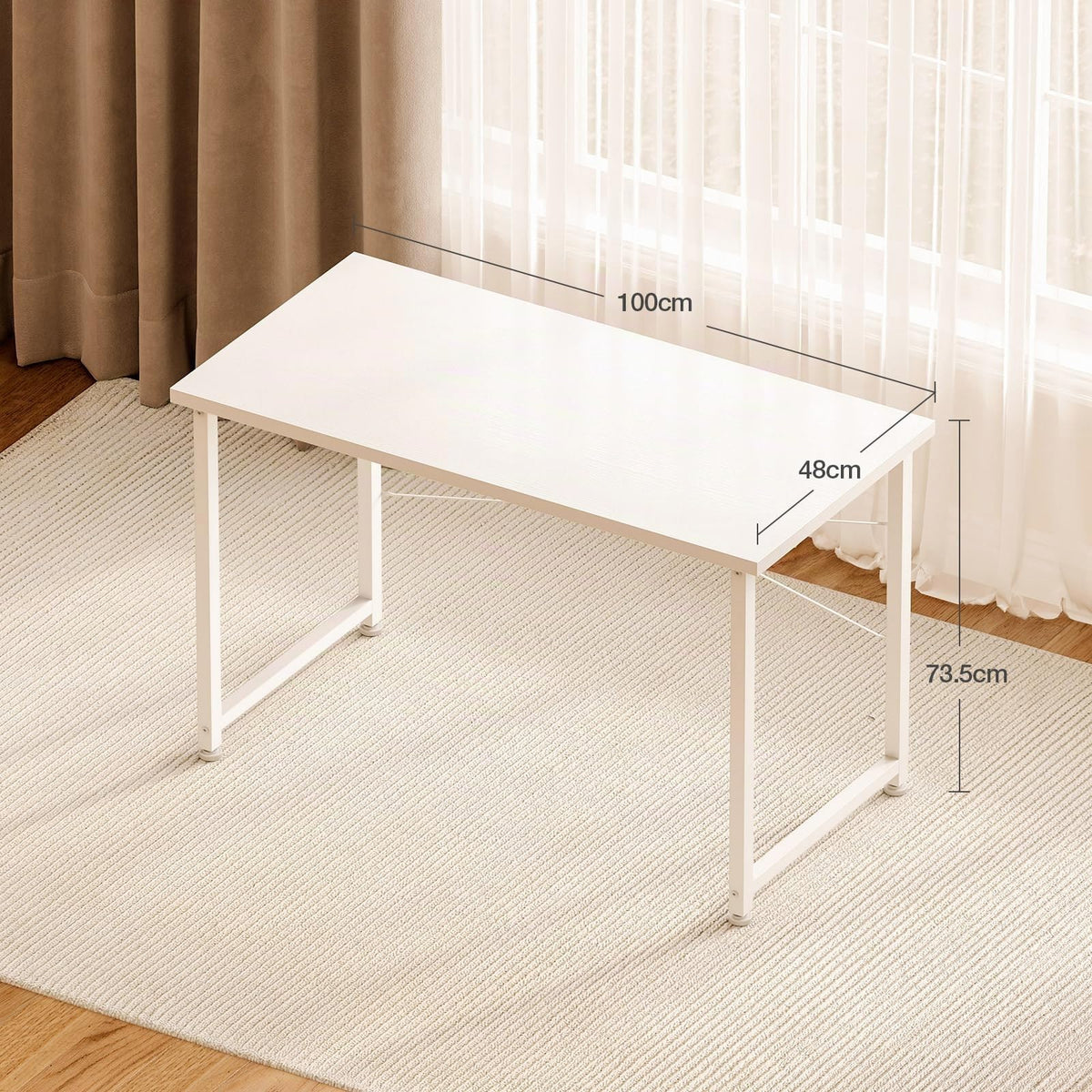 ODK Kleiner Schreibtisch, 100 × 48 cm, Computertisch, Bürotisch, Weiß