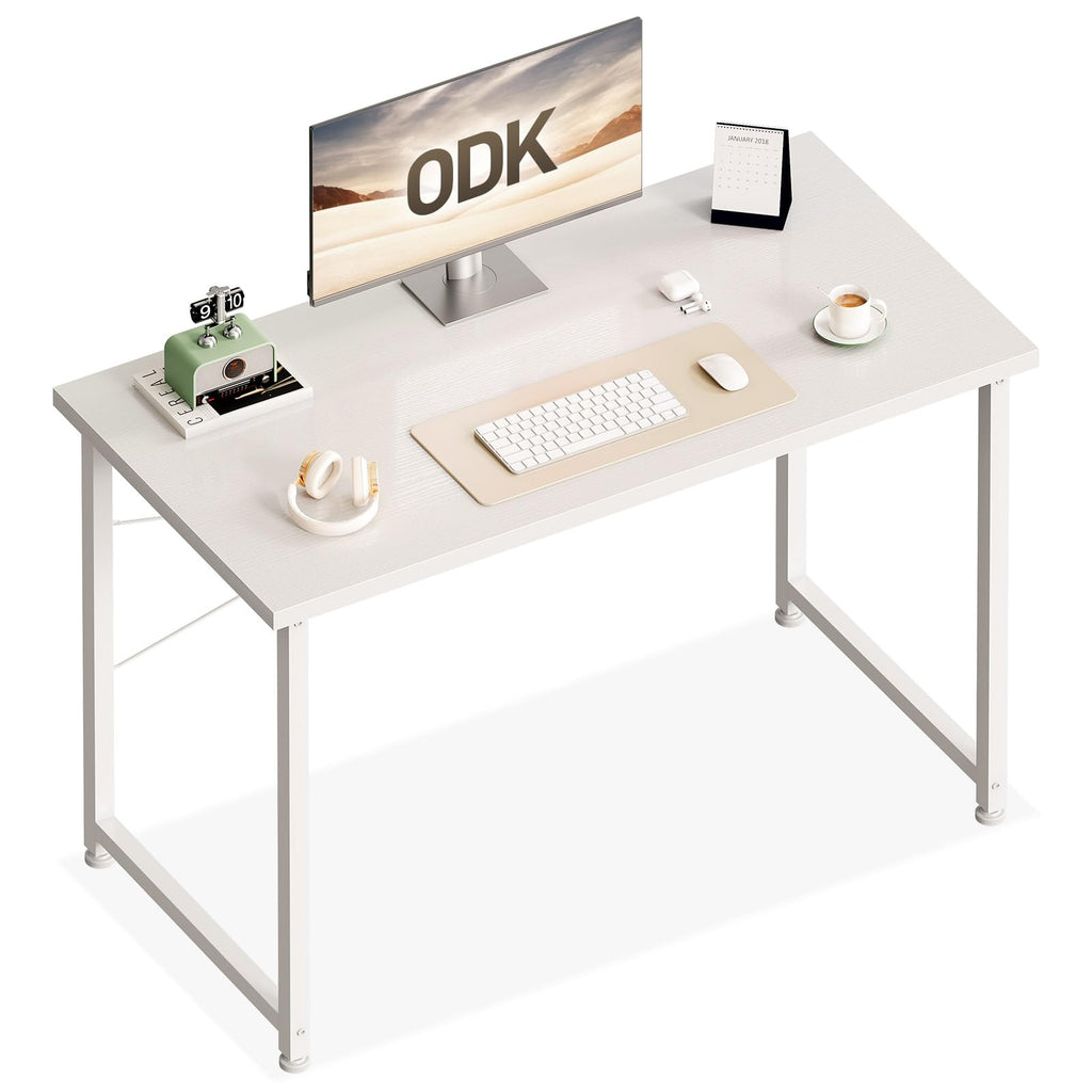 ODK Kleiner Schreibtisch, 100 × 48 cm, Computertisch, Bürotisch, Weiß
