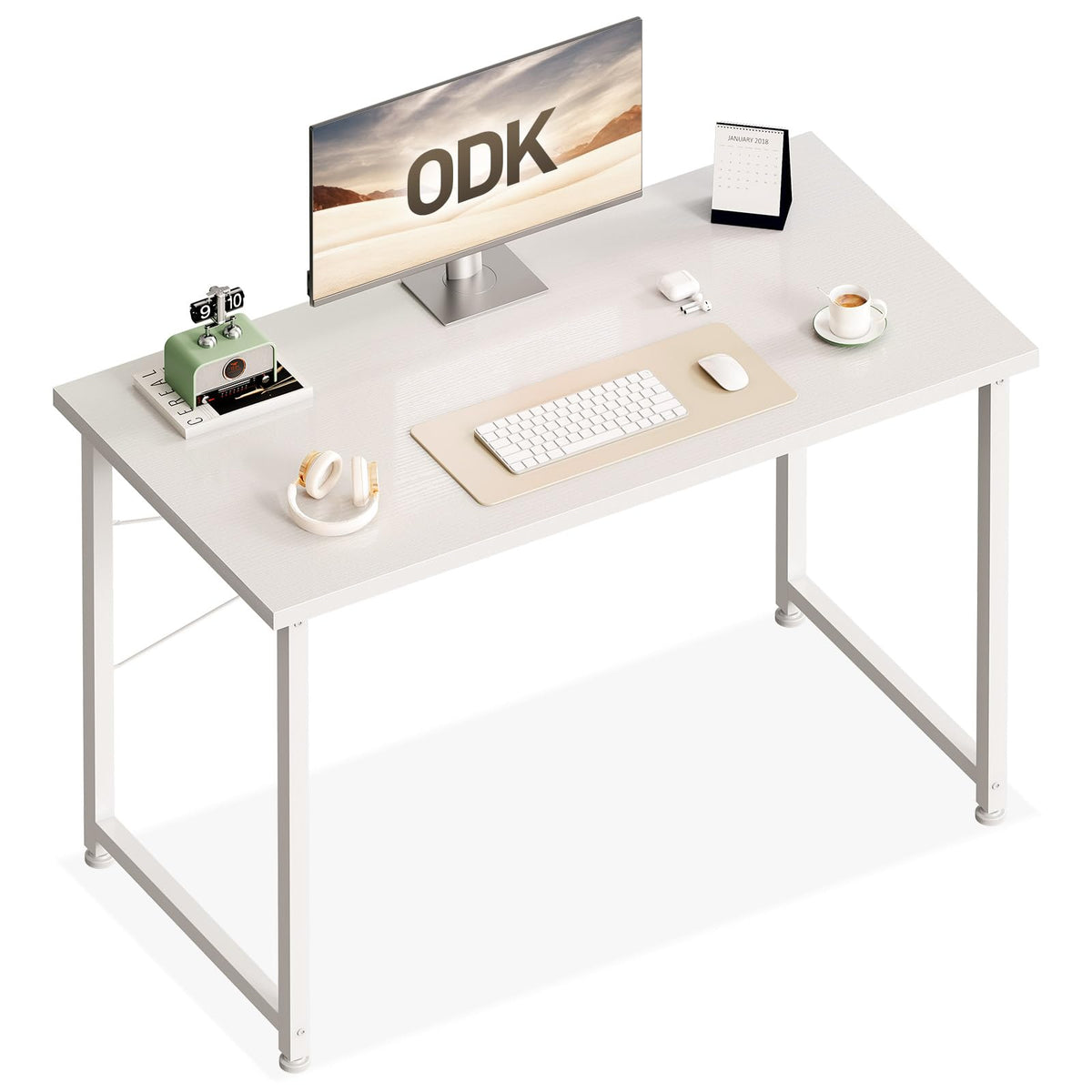 ODK Kleiner Schreibtisch, 100 × 48 cm, Computertisch, Bürotisch, Weiß