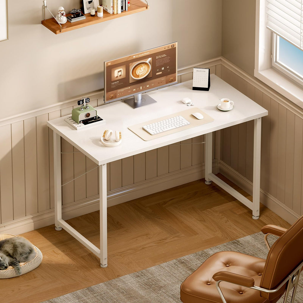 ODK Kleiner Schreibtisch, 100 × 48 cm, Computertisch, Bürotisch, Weiß