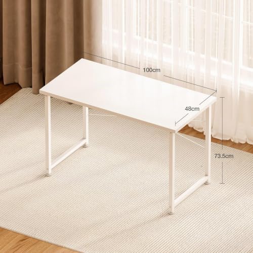 ODK Kleiner Schreibtisch, 100 × 48 cm, Computertisch, Bürotisch, Weiß