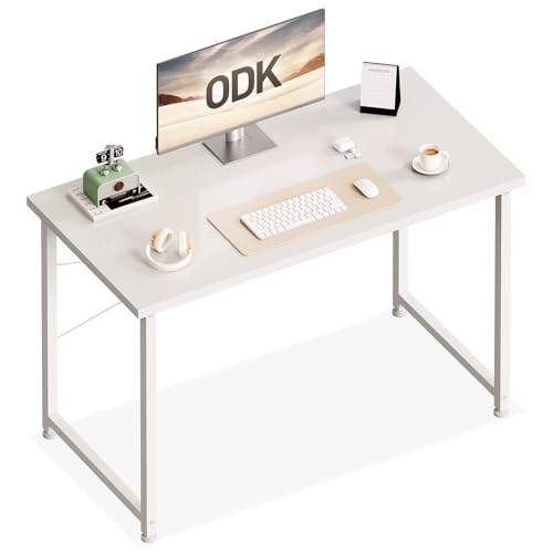 ODK Kleiner Schreibtisch, 100 × 48 cm, Computertisch, Bürotisch, Weiß