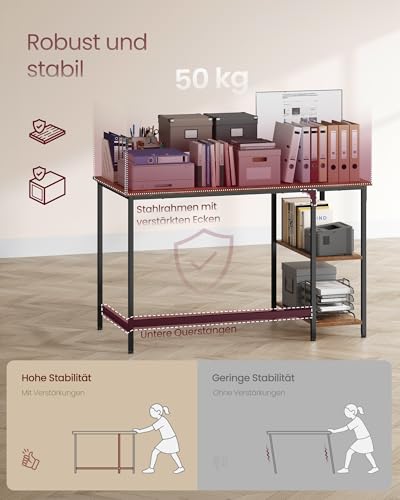 VASAGLE Computertisch, Bürotisch, moderner Stil, 120 x 60 x 76 cm