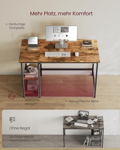 VASAGLE Computertisch, Bürotisch, moderner Stil, 120 x 60 x 76 cm