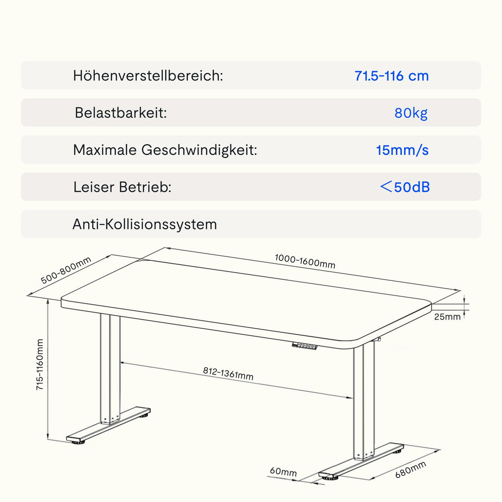 FLEXISPOT Höhenverstellbarer Schreibtisch Basic 140x80cm