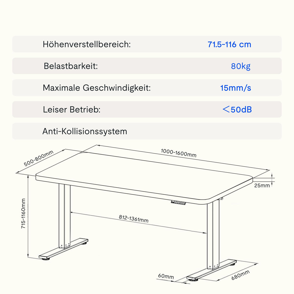 FLEXISPOT Höhenverstellbarer Schreibtisch Basic 140x80cm