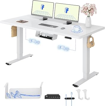 FLEXISPOT Höhenverstellbarer Schreibtisch elektrisch, Doppelmotor 160x80 cm