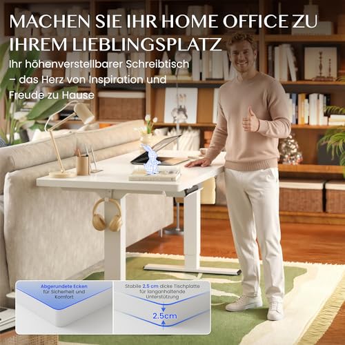FLEXISPOT Höhenverstellbarer Schreibtisch elektrisch, Doppelmotor 160x80 cm