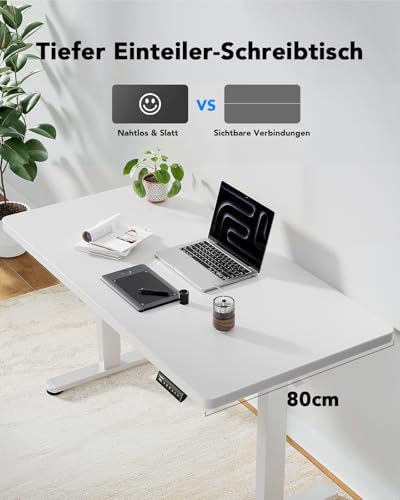 HUANUO Höhenverstellbarer Schreibtisch 160x80cm mit Ganze Tischplatte