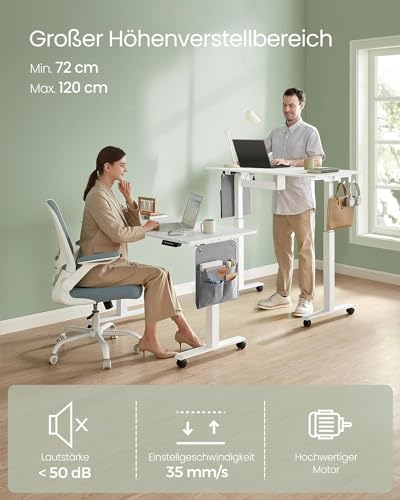 VASAGLE Höhenverstellbarer Schreibtisch elektrisch, 120 x 60 cm