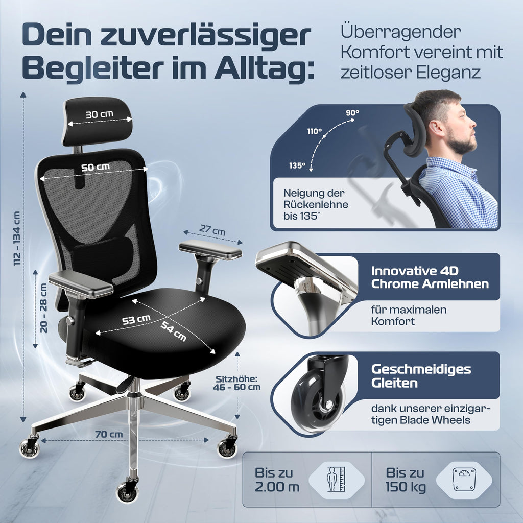 CLOUVOU CleverSeat Bürostuhl Ergonomisch [TESTSIEGER]