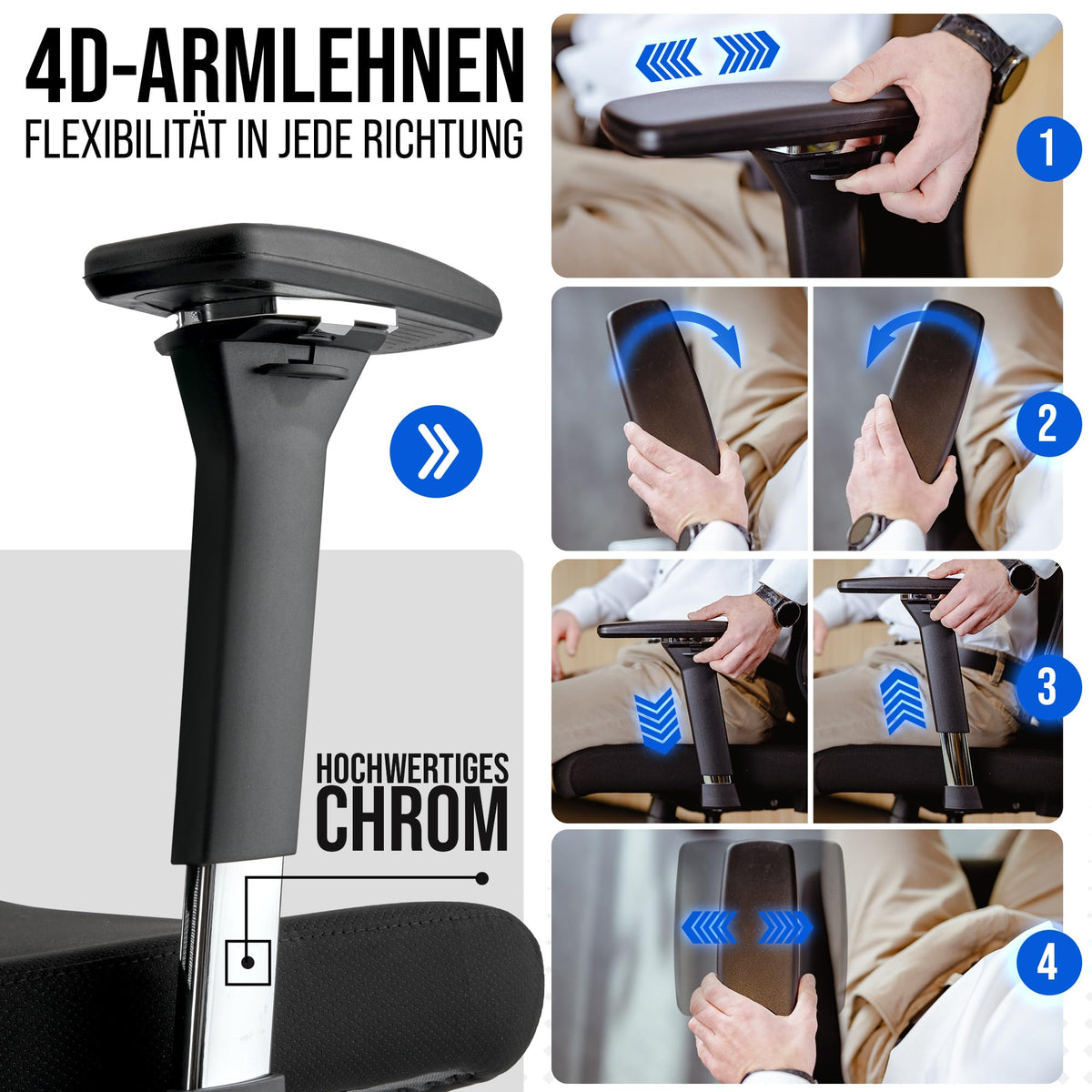 ELITESEATS Bürostuhl Ergonomisch [TESTSIEGER] Schreibtischstuhl Mesh 150 kg