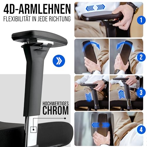 ELITESEATS Bürostuhl Ergonomisch [TESTSIEGER] Schreibtischstuhl Mesh 150 kg
