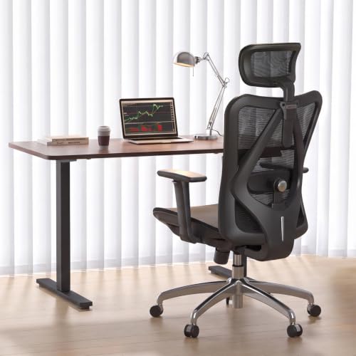 SIHOO M57 Ergonomischer Bürostuhl, Chefsessel mit 3D verstellbare Armlehne und Lendenwirbelstütze, Hautfreundliche Netz-Hochlehne, Schreibtischstuhl bis 150kg/330LB Belastbar(schwarz)