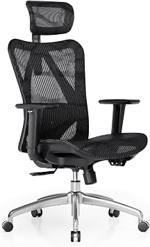 SIHOO M57 Ergonomischer Bürostuhl, Chefsessel mit 3D verstellbare Armlehne und Lendenwirbelstütze, Hautfreundliche Netz-Hochlehne, Schreibtischstuhl bis 150kg/330LB Belastbar(schwarz)