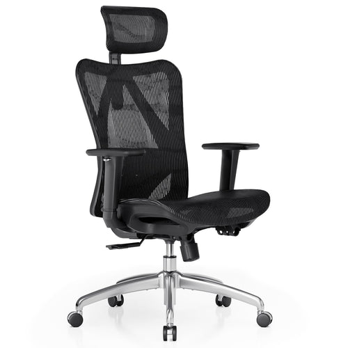 SIHOO M57 Ergonomischer Bürostuhl, Chefsessel mit 3D verstellbare Armlehne und Lendenwirbelstütze, Hautfreundliche Netz-Hochlehne, Schreibtischstuhl bis 150kg/330LB Belastbar(schwarz)
