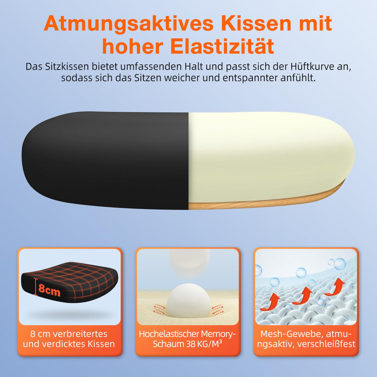 Bürostuhl, Bürostuhl Ergonomisch, Schreibtischstuhl mit Segmentierter Rückenlehne, Adaptiver Lendenstütze und 90°klappbaren Armlehnen, Schreibtischsessel Neigbar bis 135°, Office Chair mit Gummirollen
