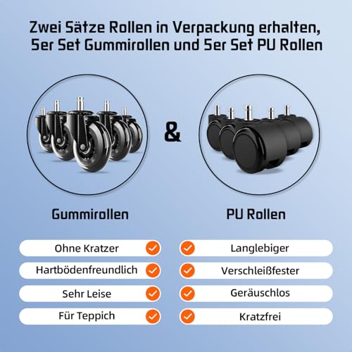 Bürostuhl, Bürostuhl Ergonomisch, Schreibtischstuhl mit Segmentierter Rückenlehne, Adaptiver Lendenstütze und 90°klappbaren Armlehnen, Schreibtischsessel Neigbar bis 135°, Office Chair mit Gummirollen